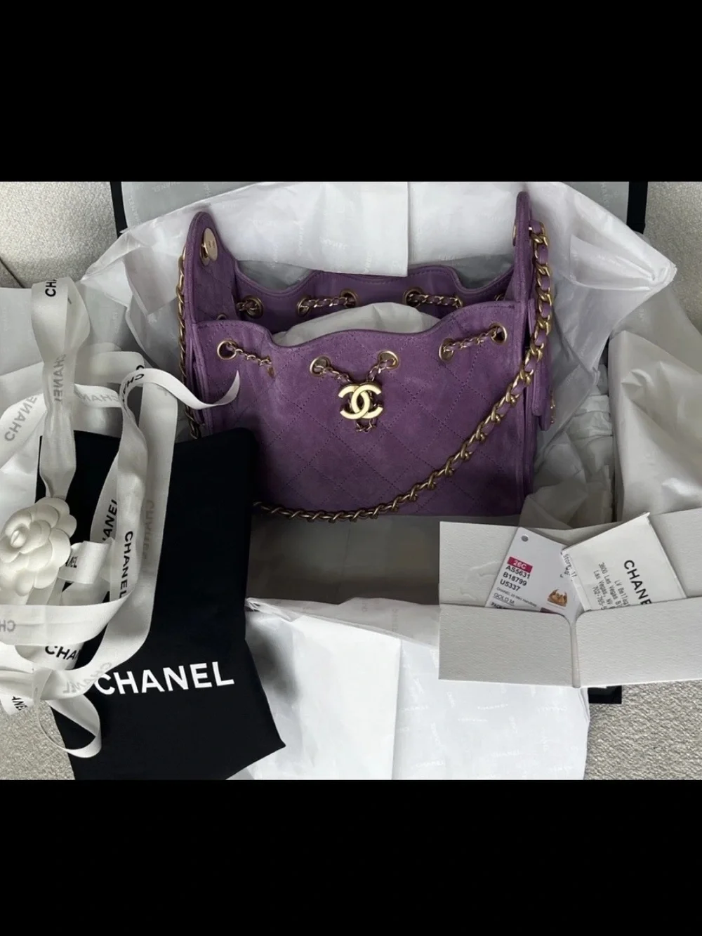 Chanel 25 Mini Suede Bag Purple with GHW Runway